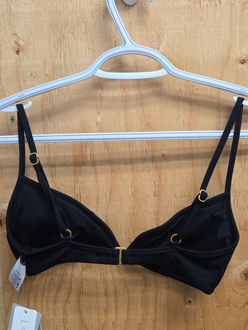 L Space Size S Black Ribbed Knit Wireless Bikini Top - Picture 3 of 7